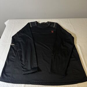 Spyder Active Black Fleece Long Sleeve Shirt‎ Mens Sz XXL ProW Pullover Stretch